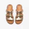 Kitly Pearl champagnekleurige leren platte sandalen voor dames Kitly Pearl champagnekleurige leren platte sandalen voor dames