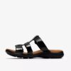 Kitly Pearl zwarte lakplateau-platte sandalen voor dames Kitly Pearl zwarte lakplateau-platte sandalen voor dames