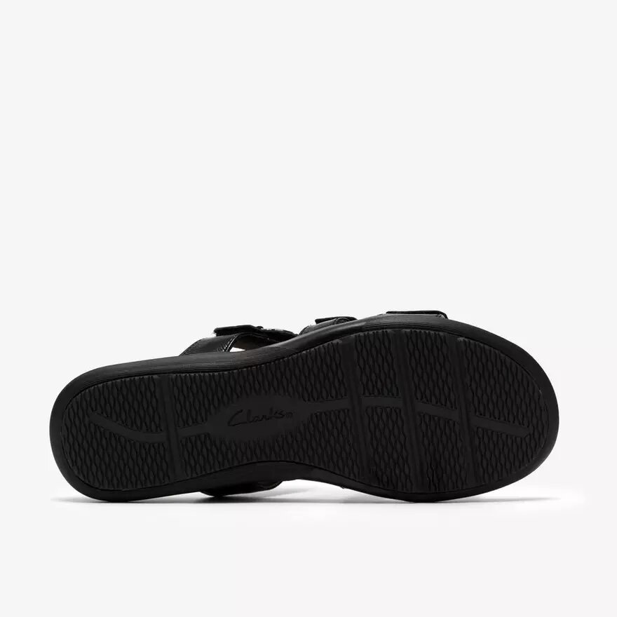 Kitly Pearl zwarte lakplateau-platte sandalen voor dames Kitly Pearl zwarte lakplateau-platte sandalen voor dames