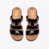 Kitly Pearl zwarte lakplateau-platte sandalen voor dames Kitly Pearl zwarte lakplateau-platte sandalen voor dames