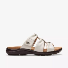 Kitly Slide crèmekleurige leren platte sandalen voor dames Kitly Slide crèmekleurige leren platte sandalen voor dames