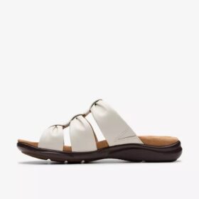 Kitly Slide crèmekleurige leren platte sandalen voor dames Kitly Slide crèmekleurige leren platte sandalen voor dames