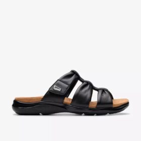 Kitly Slide platte sandalen van zwart leer voor dames