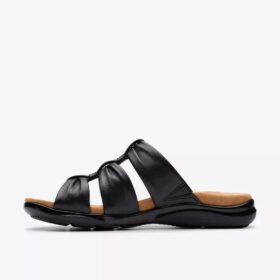 Kitly Slide platte sandalen van zwart leer voor dames