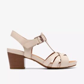 Kymber Glow crèmekleurige leren Sandalen met hak voor dames