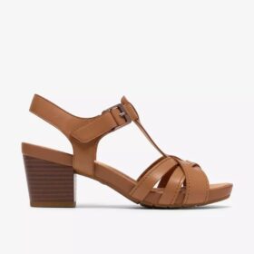 Kymber Glow sandalen met hak van bruin leer voor dames