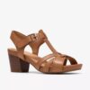 Kymber Glow sandalen met hak van bruin leer voor dames