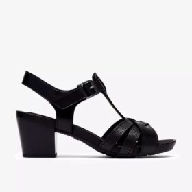 Kymber Glow sandalen met hak voor dames, zwart leer