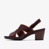 Kymber Shine donkerbruine leren Sandalen met hak voor dames Kymber Shine donkerbruine leren Sandalen met hak voor dames