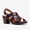 Kymber Shine donkerbruine leren Sandalen met hak voor dames Kymber Shine donkerbruine leren Sandalen met hak voor dames