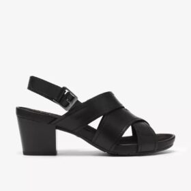 Kymber Shine zwarte leren Sandalen met hak voor dames