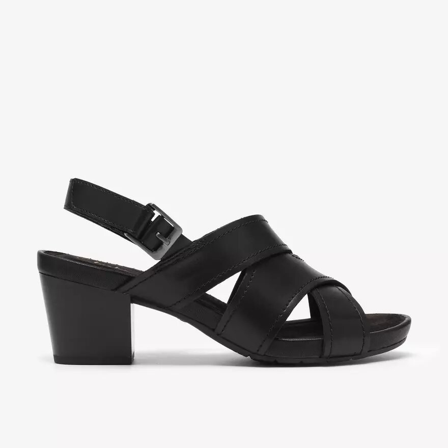 Kymber Shine zwarte leren Sandalen met hak voor dames Kymber Shine zwarte leren Sandalen met hak voor dames