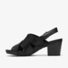 Kymber Shine zwarte leren Sandalen met hak voor dames Kymber Shine zwarte leren Sandalen met hak voor dames