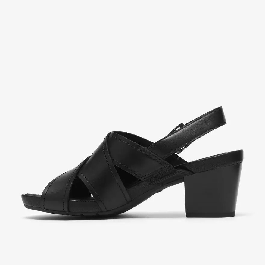 Kymber Shine zwarte leren Sandalen met hak voor dames Kymber Shine zwarte leren Sandalen met hak voor dames