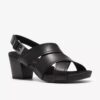 Kymber Shine zwarte leren Sandalen met hak voor dames Kymber Shine zwarte leren Sandalen met hak voor dames