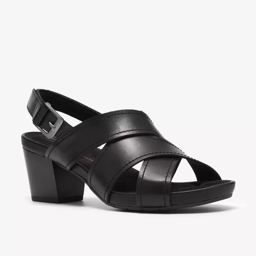 Kymber Shine zwarte leren Sandalen met hak voor dames Kymber Shine zwarte leren Sandalen met hak voor dames