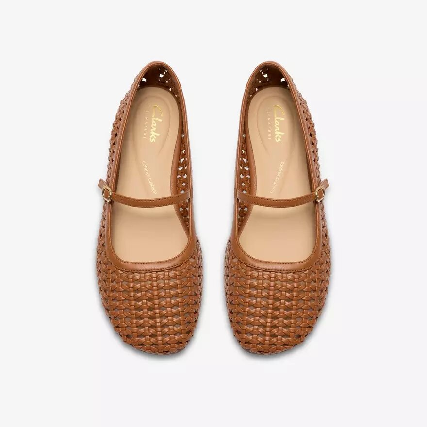 Livia Sky Tan geweven ballerina’s voor dames Livia Sky Tan geweven ballerina’s voor dames