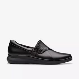 Lynell Slip-ons – zwarte leren slip-ons voor dames