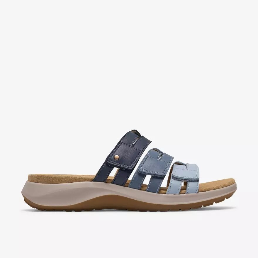 Maelynn Abby blauwe combinatie-platte sandalen voor dames Maelynn Abby blauwe combinatie-platte sandalen voor dames