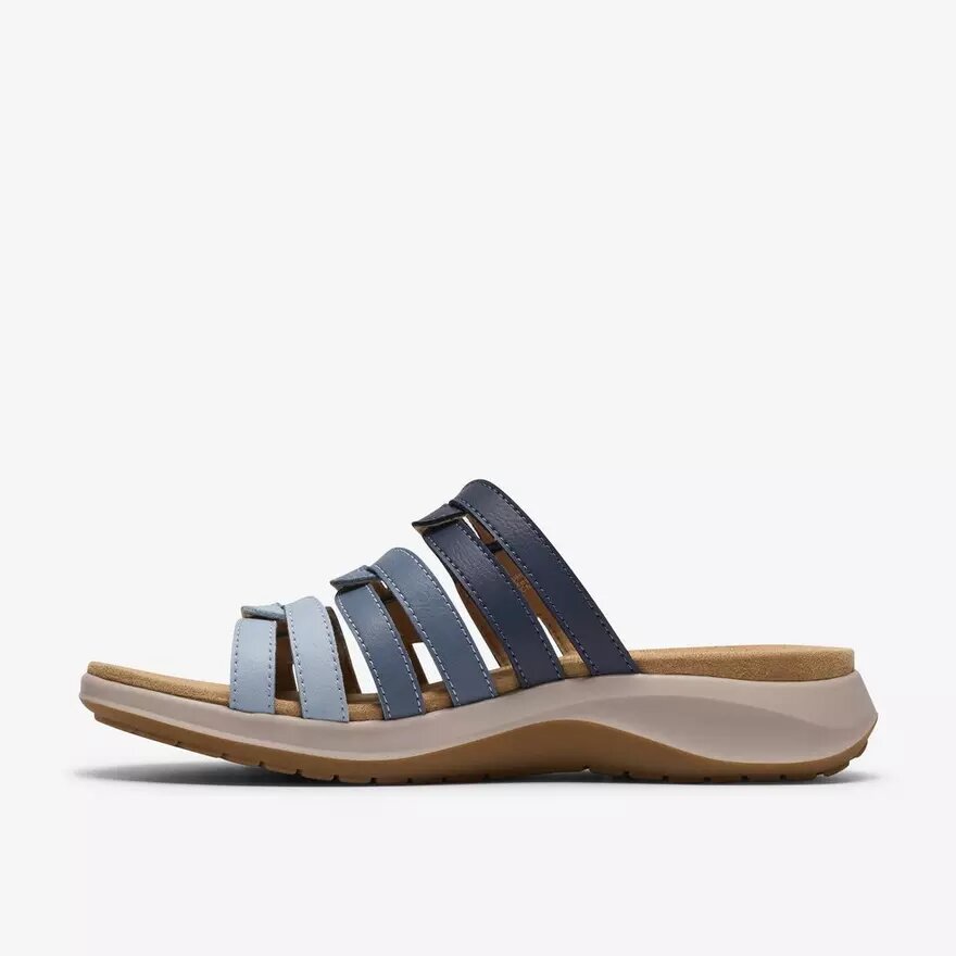 Maelynn Abby blauwe combinatie-platte sandalen voor dames Maelynn Abby blauwe combinatie-platte sandalen voor dames