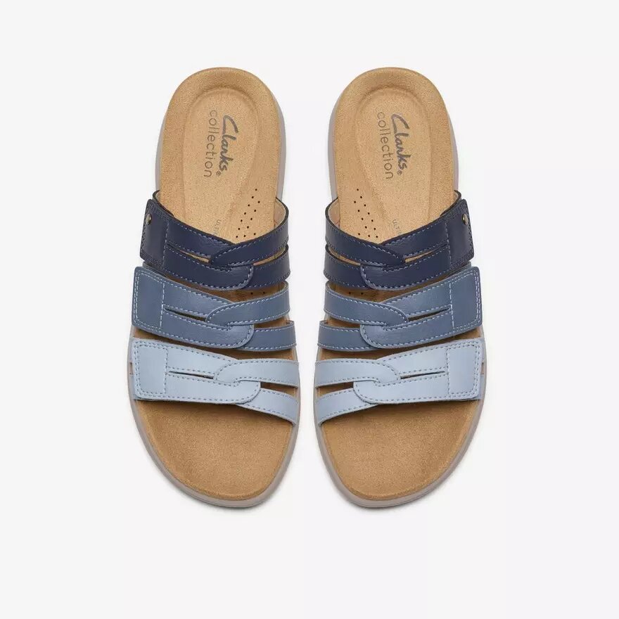 Maelynn Abby blauwe combinatie-platte sandalen voor dames Maelynn Abby blauwe combinatie-platte sandalen voor dames