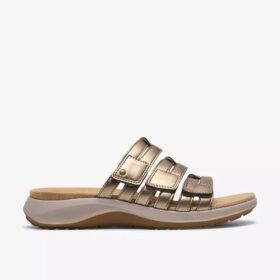 Maelynn Abby gouden metallic platte sandalen voor dames