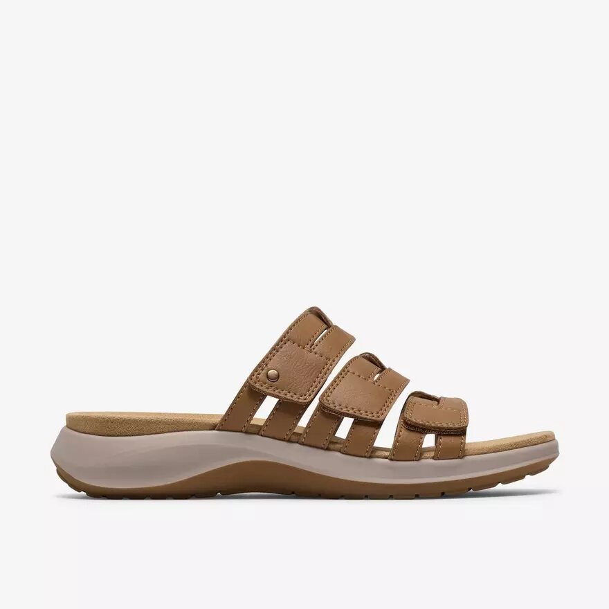 Maelynn Abby platte sandalen van bruin leer voor dames Maelynn Abby platte sandalen van bruin leer voor dames