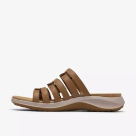 Maelynn Abby platte sandalen van bruin leer voor dames