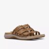 Maelynn Abby platte sandalen van bruin leer voor dames Maelynn Abby platte sandalen van bruin leer voor dames