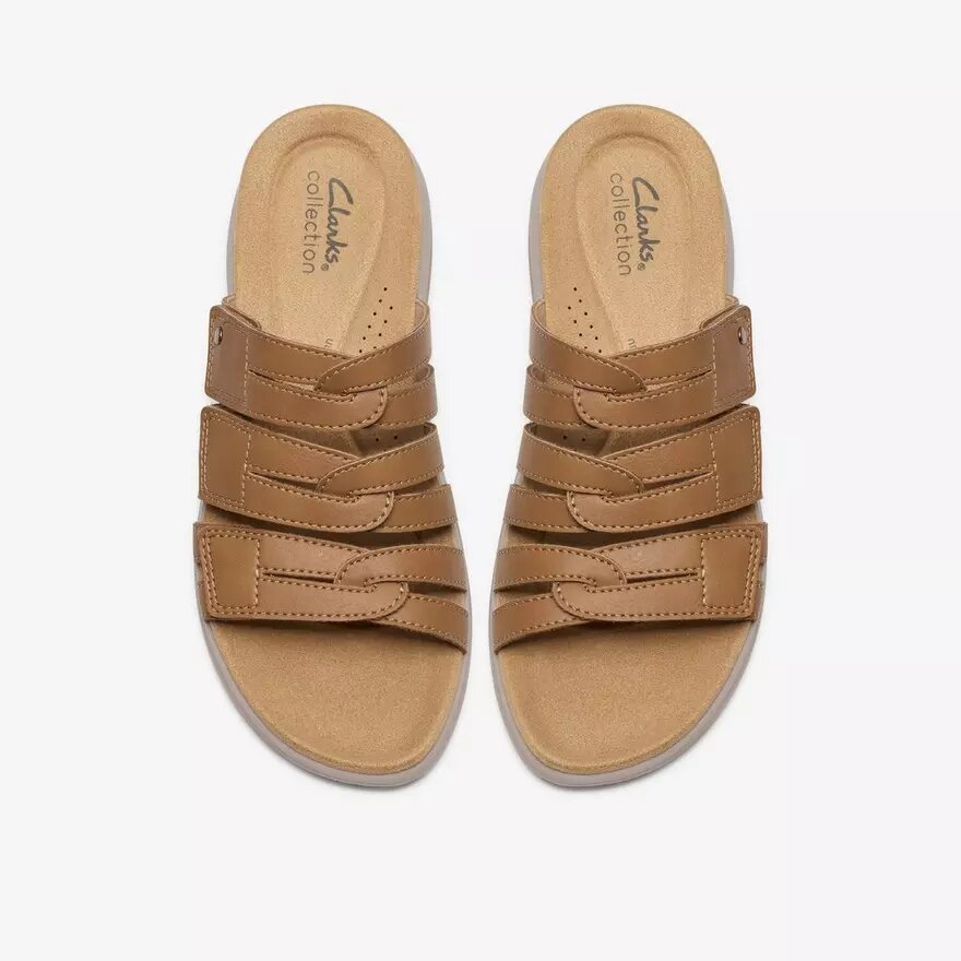 Maelynn Abby platte sandalen van bruin leer voor dames Maelynn Abby platte sandalen van bruin leer voor dames