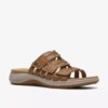 Maelynn Abby platte sandalen van bruin leer voor dames Maelynn Abby platte sandalen van bruin leer voor dames