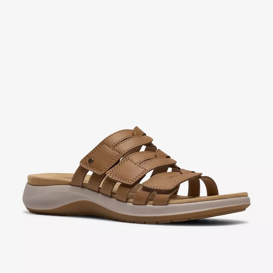 Maelynn Abby platte sandalen van bruin leer voor dames Maelynn Abby platte sandalen van bruin leer voor dames