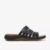 Maelynn Abby platte sandalen voor dames van zwart leer