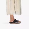 Maelynn Abby platte sandalen voor dames van zwart leer