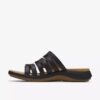 Maelynn Abby platte sandalen voor dames van zwart leer