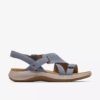 Maelynn Gem denimblauwe nubuck platte sandalen voor dames