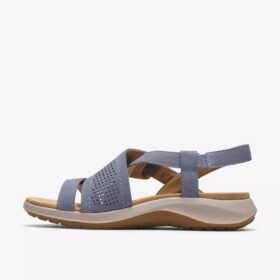 Maelynn Gem denimblauwe nubuck platte sandalen voor dames