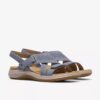 Maelynn Gem denimblauwe nubuck platte sandalen voor dames