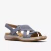 Maelynn Gem denimblauwe nubuck platte sandalen voor dames