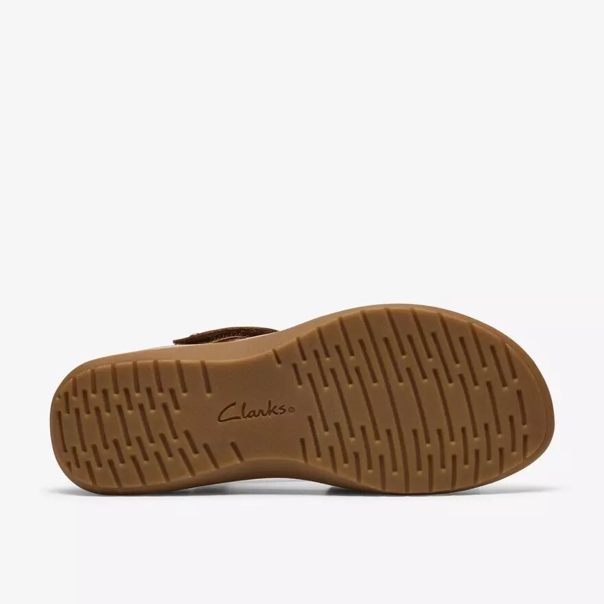 Maelynn Gem Tan nubuck platte sandalen voor dames Maelynn Gem Tan nubuck platte sandalen voor dames