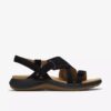 Maelynn Gem zwarte platte sandalen van nubuck voor dames