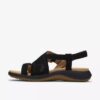Maelynn Gem zwarte platte sandalen van nubuck voor dames