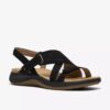 Maelynn Gem zwarte platte sandalen van nubuck voor dames