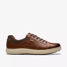 Mapstone-sneakers met vetersluiting voor heren, van bruin leer