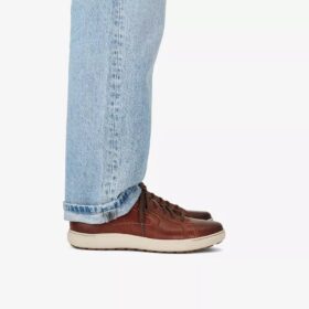 Mapstone-sneakers met vetersluiting voor heren, van bruin leer