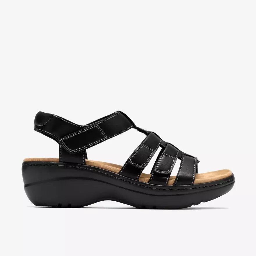 Merliah2 Ruby zwarte leren Wedges voor dames Merliah2 Ruby zwarte leren Wedges voor dames
