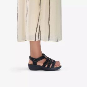 Merliah2 Ruby zwarte leren Wedges voor dames