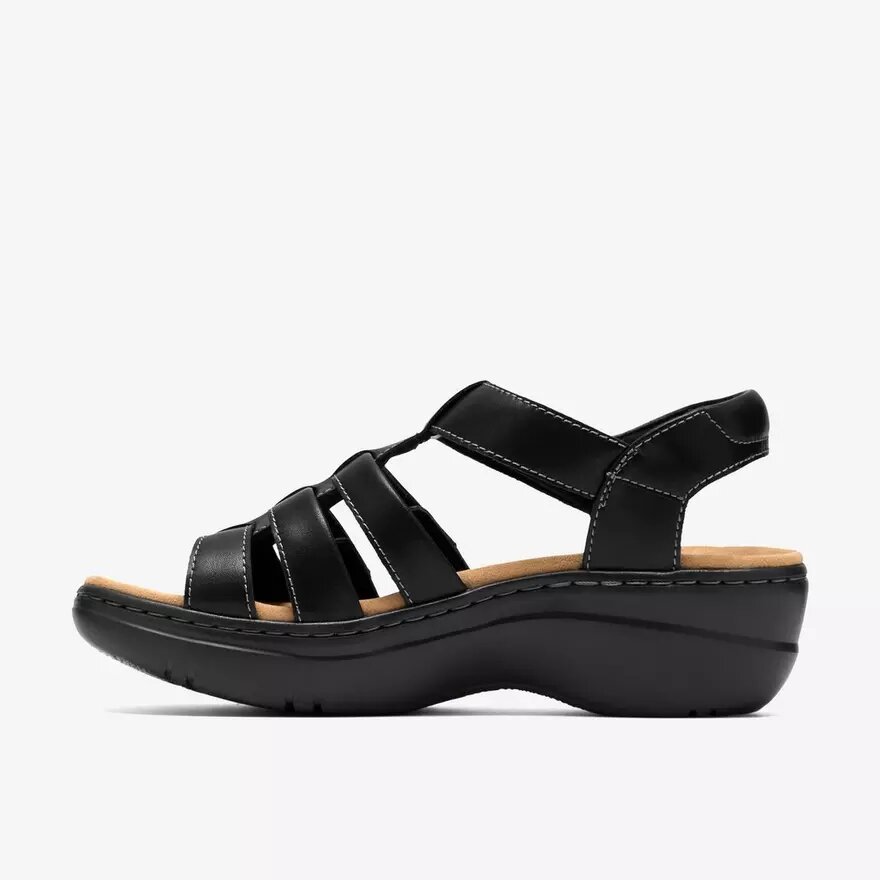 Merliah2 Ruby zwarte leren Wedges voor dames Merliah2 Ruby zwarte leren Wedges voor dames