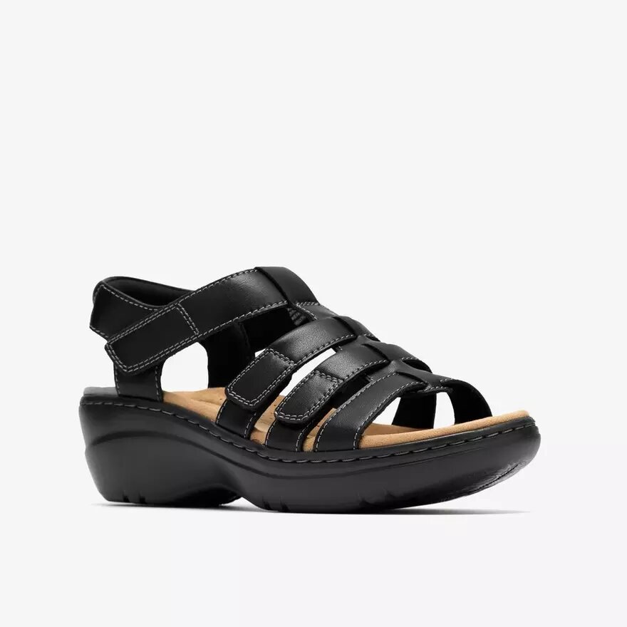 Merliah2 Ruby zwarte leren Wedges voor dames Merliah2 Ruby zwarte leren Wedges voor dames