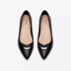 Natalyn Trim zwarte leren Slip-ons voor dames